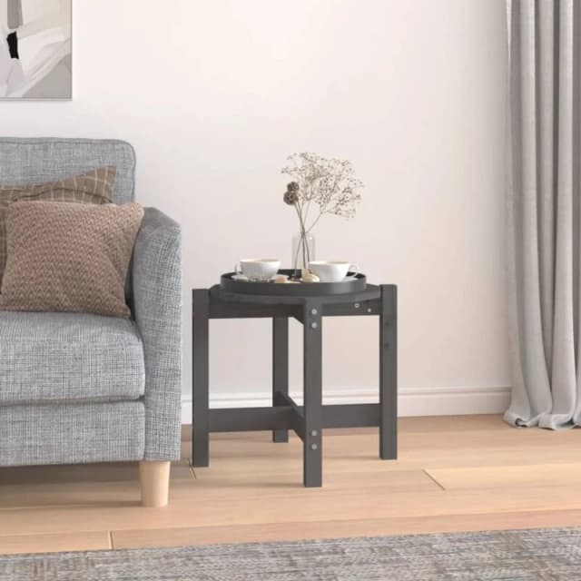 Vidaxl Coffee Table Grey Ø 52.5X45cm Solid Wood Pine, Grey 822309