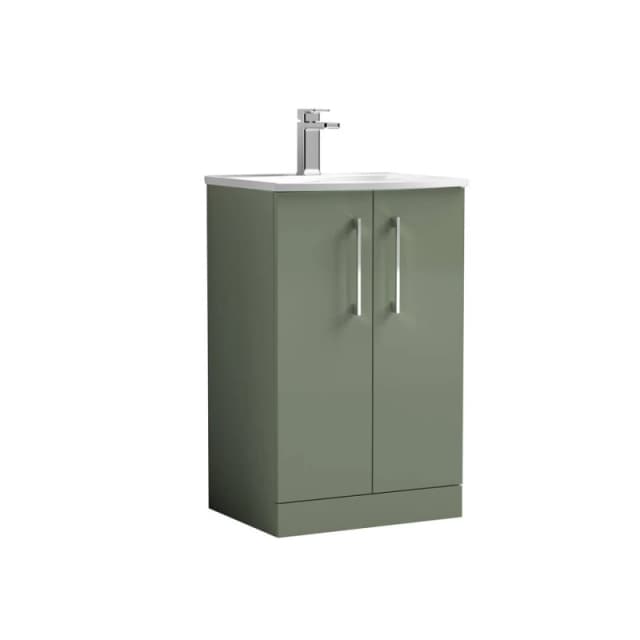 Balterley Bathroom 2 Soft Close Door Floor Vanity Unit Basin, Green, 500mm in Green Green Unisex