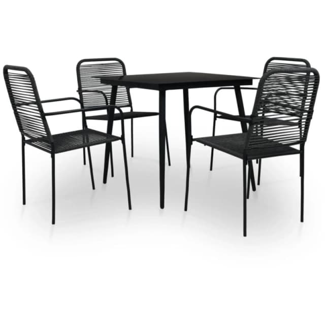 VIDAXL 5 Piece Outdoor Dining Set Cotton Rope and Steel Black Vidaxl 48569