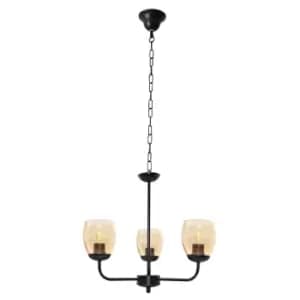 Livia Multi Arm Pendant Ceiling Light Black, Amber 40cm