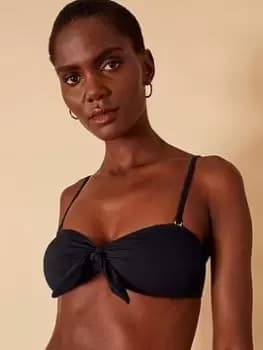Accessorize Bunny Tie Bandeau Bikini Top - Black, Size 12, Women