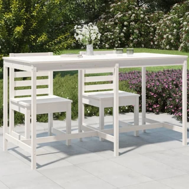 vidaXL Garden Table White 203.5x90x110cm Solid Wood Pine, White 824103