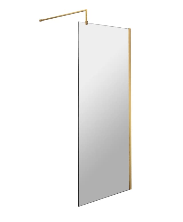 Balterley 8mm Safety Glass Screen and Support Bar Brushed Brass 700x1850mm Bronze