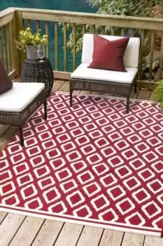 Diamond Terrace Multi Purpose Rug - Size: 80x150cm - Red