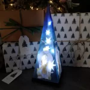 35cm Battery Operated Laser Pyramid Christmas Decoration - The Snowman and Friends