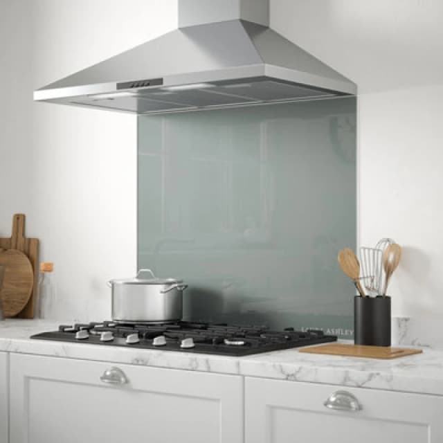 Laura Ashley Mineral Grey Self-Adhesive Glass Splashback, (H)750mm (W)900mm (T)6mm