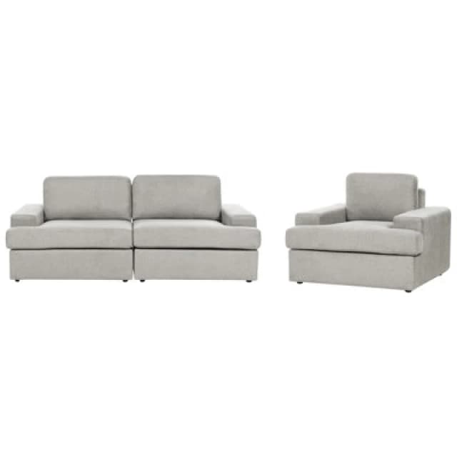 Beliani Living Room Set 4 Seater Alla Fabric Light Grey