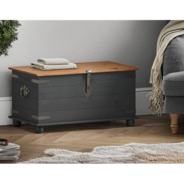 Mercers Furniture Corona Charcoal Blanket Box Storage Chest