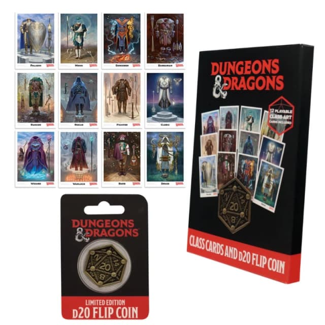 Dungeons & Dragons Class Cards and D20 Flip Coin Multi unisex