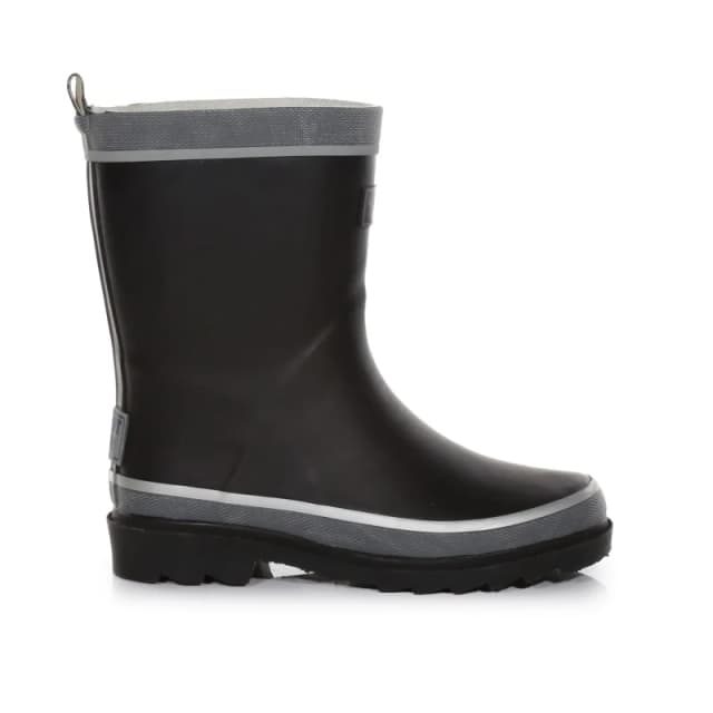 Regatta Boys & Girls Foxfire Welly Reflective Rubber Wellington Boots UK Size 11 (EU 30) BLACK RKF473-800-11
