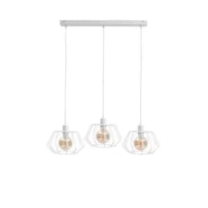 Luna Bar Pendant Ceiling Light White, 63cm, 3x E27