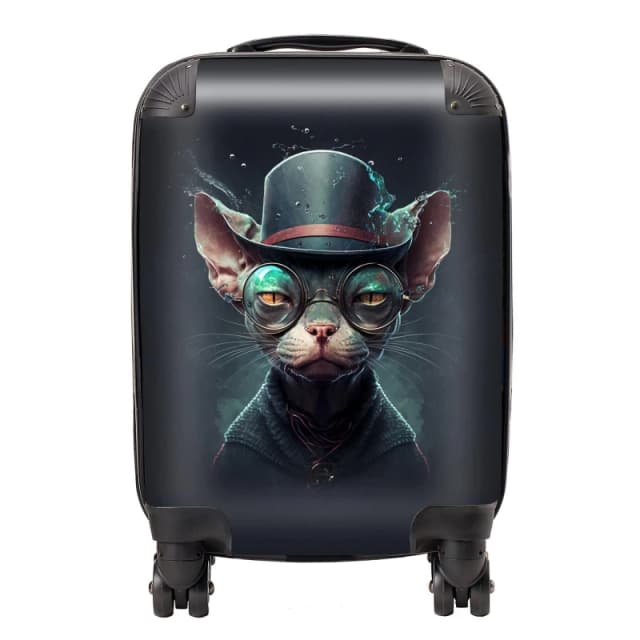 Warren Reed - Designer Sphynx Cat With Glases Splashart Suitcase Size: Large Multicolor Unisex Large