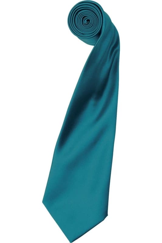 Premier Premier Colours Satin Tie in Teal Teal One Size Unisex 5063470723010