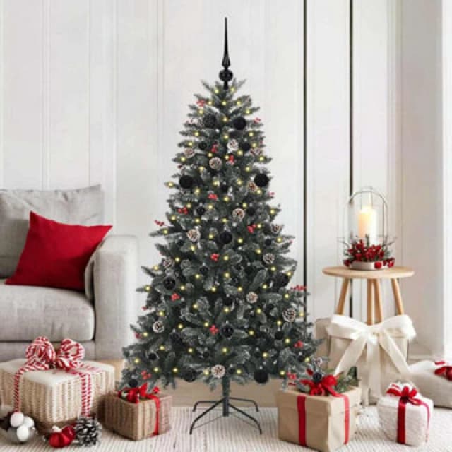 vidaXL Artificial Christmas Tree with Stand, Black Balls Green 83.5 x 83.5 x 150 cm, Green 3395869