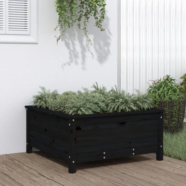 vidaXL Garden Planter Black 82.5x82.5x39cm Solid Wood Pine, Black 825300