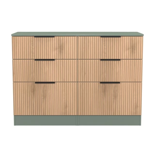 Welcome Furniture Ready Assembled Java 6 Drawer Wide Chest, Green JAV015SERG
