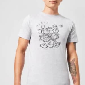 Disney Mickey Mouse Kissing Sketch T-Shirt - Grey - 3XL