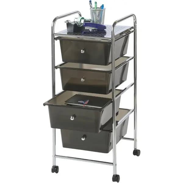 VonHaus VonHaus Plastic 4 Drawer Trolley - Black One Size