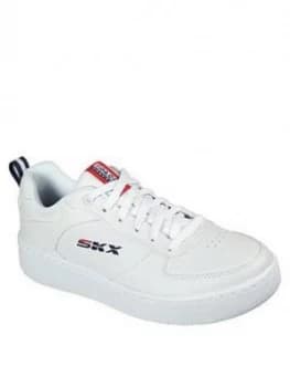 Skechers Sport Court 92 Leather Overlay Lace-Up Trainers - White