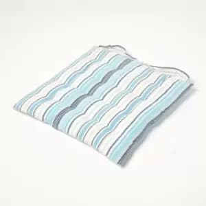 New England Stripe Seat Pad with Button Straps 100% Cotton 40 x 40cm - Homescapes