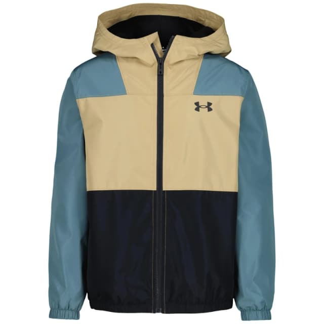 Under Armour Kids Windbreaker Water-Repellent Windproof Hooded Long Sleeve Rain Anorak Jasper Blue male 6-7 (S)