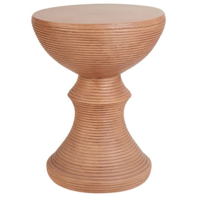 Beliani Side Table Caldaro 40 Cm 40 Cm Wood-Like Brown