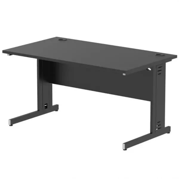 Impulse Impulse 1400 x 800mm Straight Office Desk Black Top Black Cable Managed Leg IRDW14BBLK