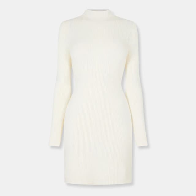 Jack Wills Womens Rib Contour Knitted Jumper Dress Vintage White female 8 (XS)