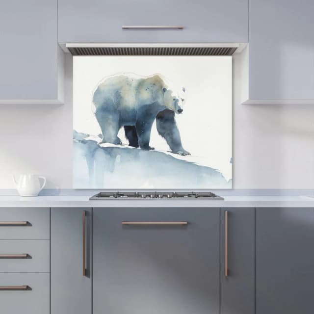 Warren Reed - Designer Polar Bear Watercolour Kitchen Splashback in Brown Size: 700mm x 750mm Brown Unisex 700mm x 750mm