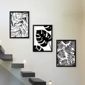 SET_073 Black White Decorative Framed Painting (3 Pieces)