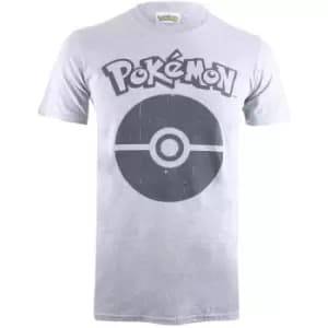 Pokemon Mens Pokeball Symbol T-Shirt - Grey Marl - M