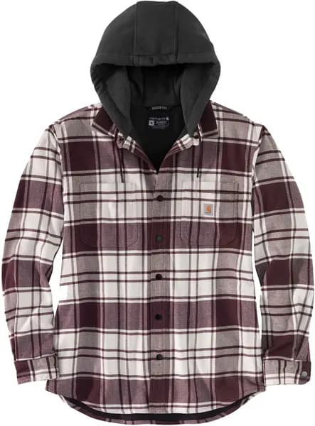 Carhartt Flannel Fleece Lined Hooded Shirt, white, Size 2XL
