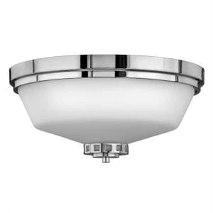 3 Light Bathroom Flush Ceiling Light Polished Chrome IP44, E27