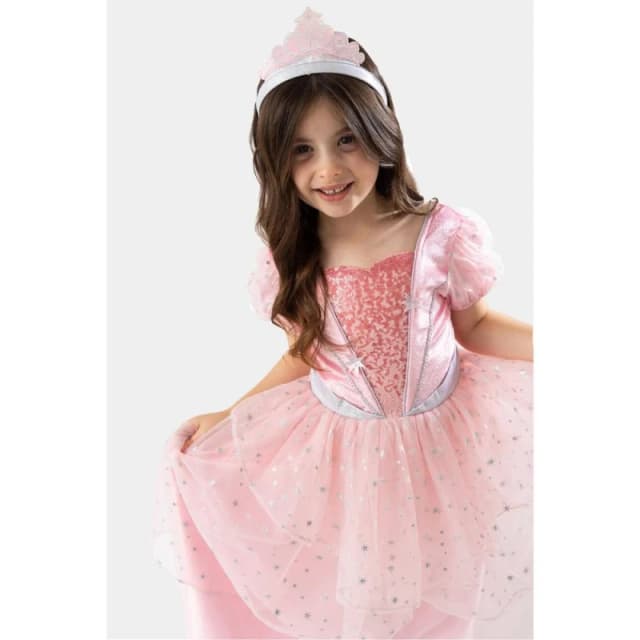 Show Me The Merch Girl's Pink Good Fairy With Tiara & Wand Girls Kids Costume Fancy Dress, Parties, & Role Play Ages 4 - 10 Size: 4-6 Years Pink