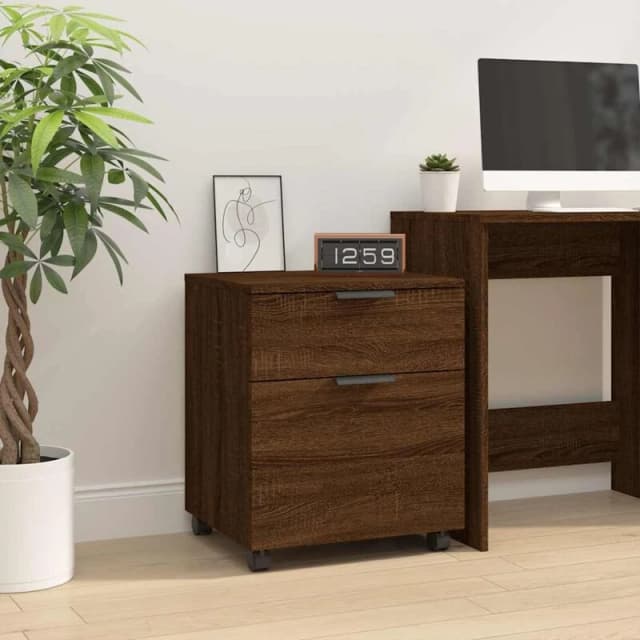 Vidaxl Mobile File Cabinet With Wheels Brown Oak 45X38X54cm Engineered Wood, Brown 817137