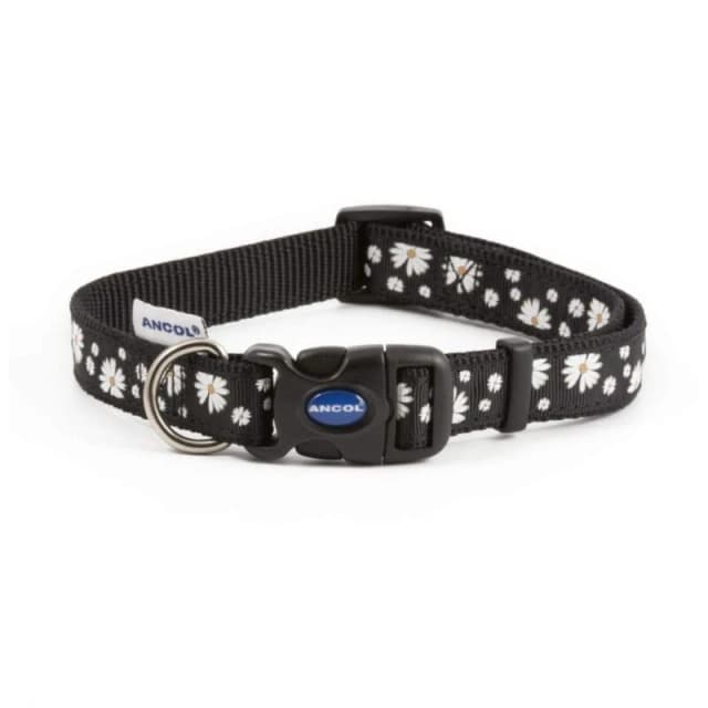 Ancol Fashion Adjustable Printed Dog Collar Black unisex
