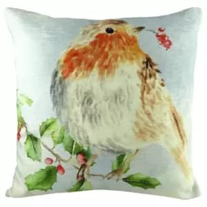 Xmas Robin Cushion Multicolour, Multicolour / 43 x 43cm / Polyester Filled