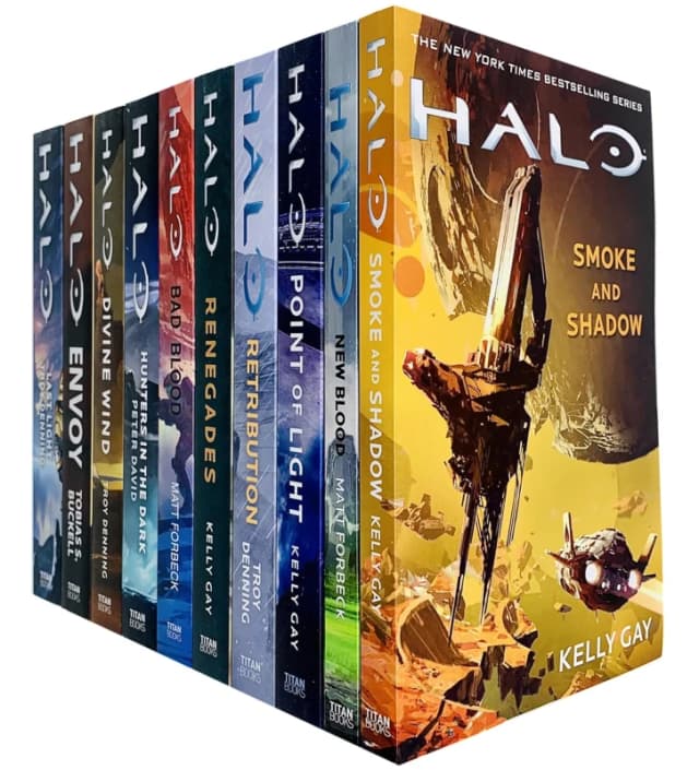Halo Series 10 Books Collection Set Hunters in the (Dark, Last Light, New Blood, Renegades) Various Books