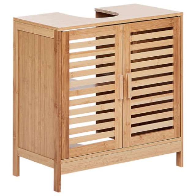 Beliani Washbasin Cabinet Missoula Bamboo Wood 60 Cm Light Brown