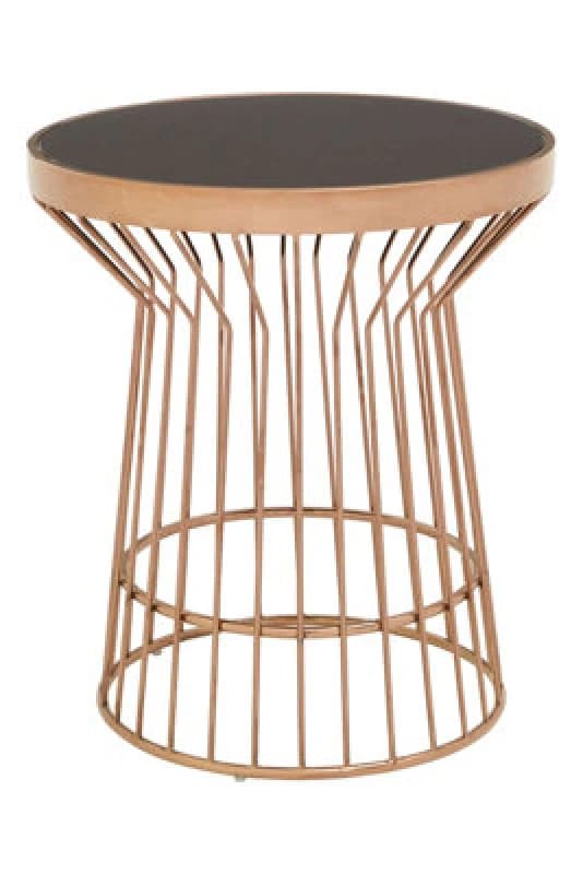 Premier Housewares Elegant Design Copper Finish Round Side Table, Durable Side Table For Livingroom, Versatile Lounge Table Gold