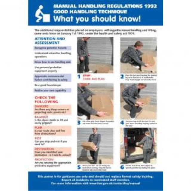 Stewart Superior Seco Awareness Manual Handling Regulations Poster A2 - HS102 HS102