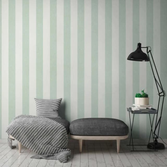 As Creation Bricoflor Non-Woven Wallpaper, Striped Wallpaper In Green - 10,05 X 0,53 M