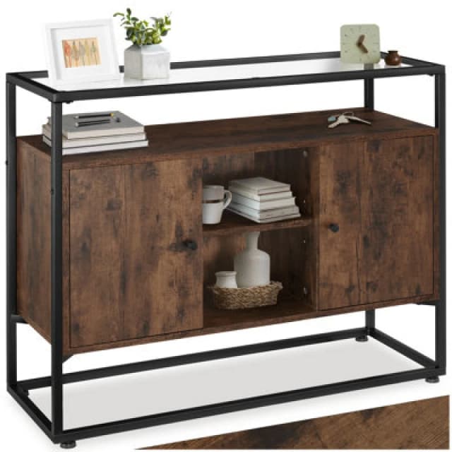 Tectake Sideboard Oldham - Industrial Wood Dark, Rustic