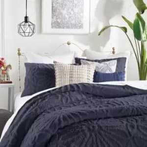 Peri Home Chenille Medallion Double Duvet Cover, Indigo