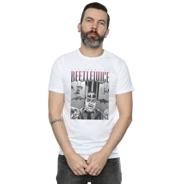 Beetlejuice Beetlejuice Men Circus Homage T-Shirt in White Size: Small White S Male 5057972557181