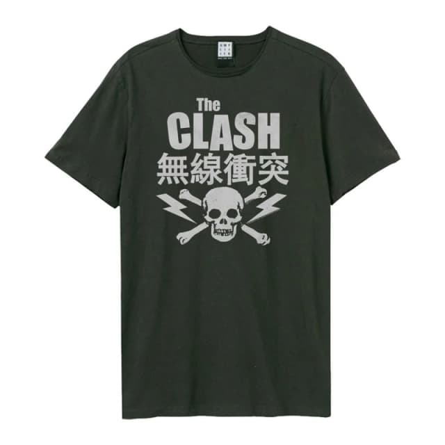 Amplified Amplified Men The Clash Lightning Bolt T-Shirt in Charcoal Size: Small Charcoal S Male 5063470408269