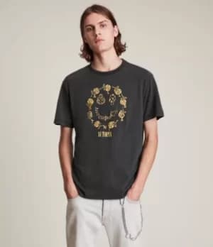 AllSaints Mens Posie Crew T-Shirt, Jet Black, Size: M