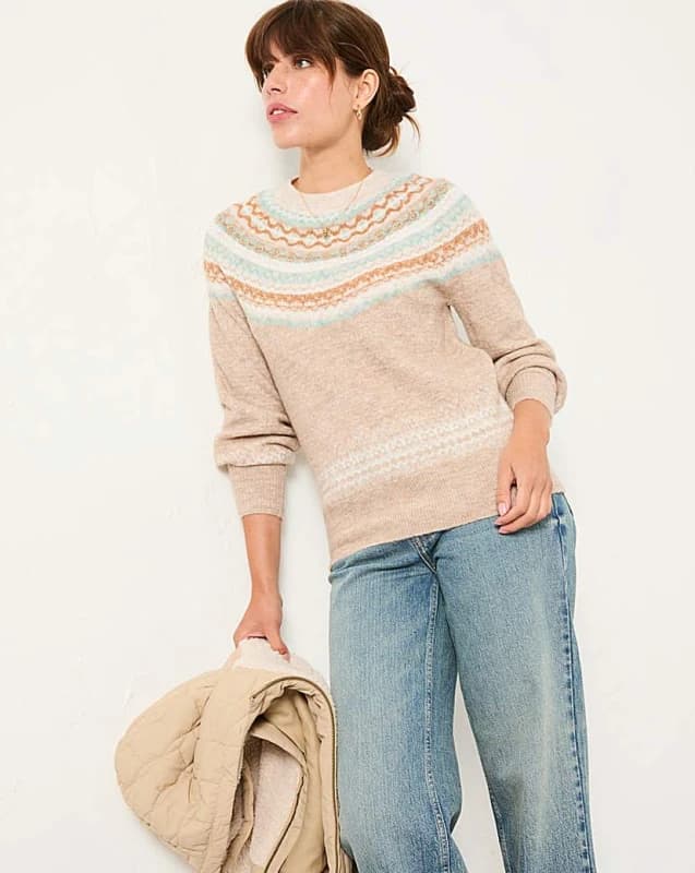 FatFace FatFace Maple Fairisle Jumper Natural - FatFace - Size: 20 Natural Female 20 GQ38406