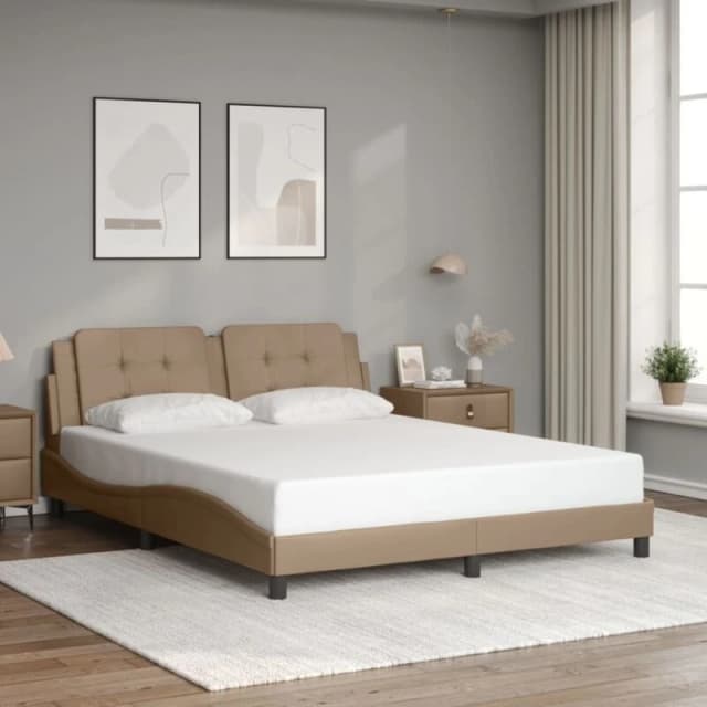 VIDAXL Vidaxl - Bed Frame without Mattress 'Zadar' Cappuccino 160x200cm Faux Leather 3208195