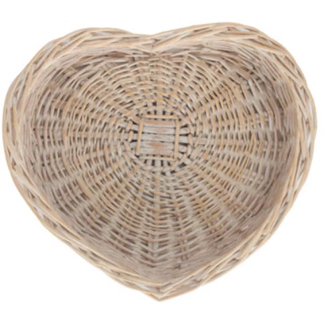Red Hamper Pt073 Wicker Small White Wash Heart Shaped Tray